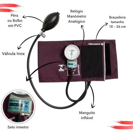 Imagem de Kit Maleta Nova Aparelho de Pressão Aneroide Esteto Esfigmomanometro Medidor de Glicose Pa Med