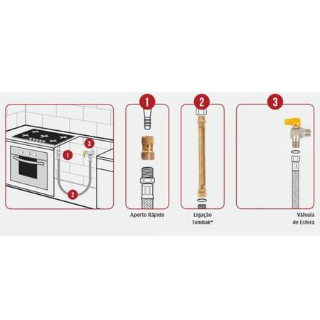 Imagem de Kit Mangueira Cobre + Registro + Adaptador Instalação Gás Gn