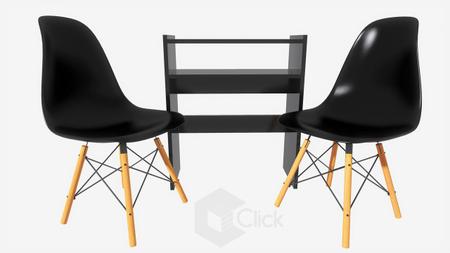 Imagem de Kit Manicure De Mesa Preta + 2 Cadeiras Preta Eames Eiffel