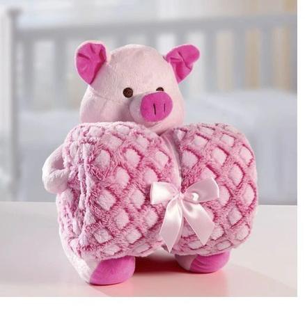 Imagem de Kit Manta Baby Com Bichinho De Pelúcia Rosa