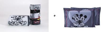 Imagem de Kit Manta Cobertor Solteiro + Fronha Mickey & Minnie Disney - 2 Peças - Antialérgico
