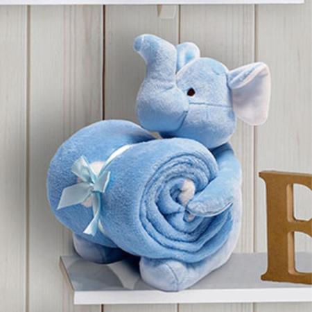 Imagem de Kit Manta com Bichinho Elefante Azul Buettner