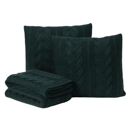 Imagem de Kit Manta Sofá Cama Solteiro + 2 Capas 45X45 Viena Verde