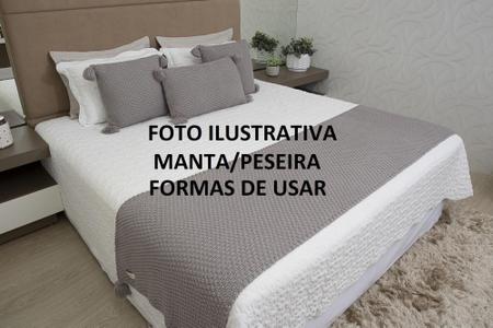 Imagem de Kit Manta Solteiro Sala Sofa 150X60 + 2 Capas 50X50 Marinho