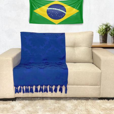 Imagem de Kit Manta Xale Para Sofá Com 2 Capas de Almofada Copa do Mundo Brasil Verde e Amarelo
