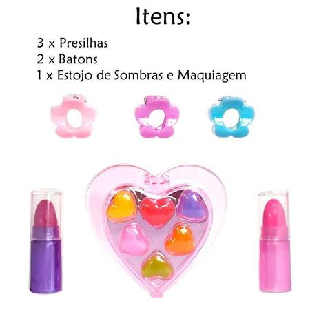 Kit Estojo Maquiagem Infantil Para Boneca Coração Com Sombra 4 Cores +  Pincel - 99TOYS - Pincéis de Maquiagem - Magazine Luiza