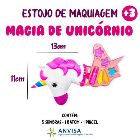 Kit Maquiagem Infantil Unicornio DiscoTeen Estojo Brinquedo - Kit