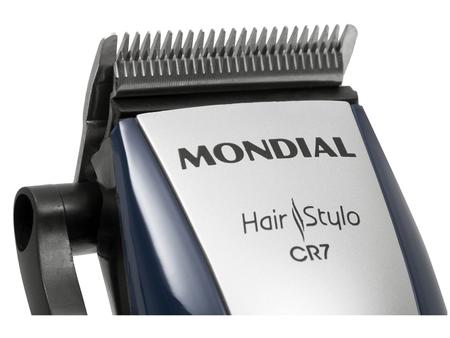 Imagem de Kit Máquina Cortar Cabelo Barba Mondial 9 peças CR-07 Azul HAIR STYLO
