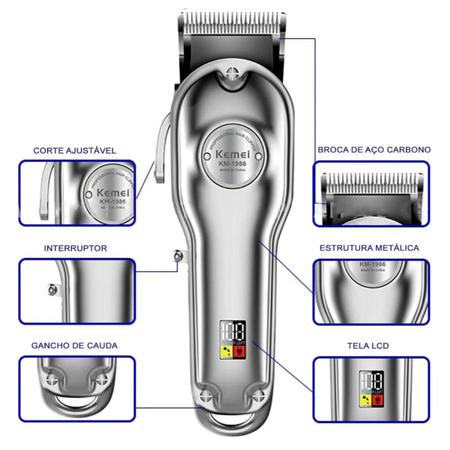 Imagem de Kit Maquina De Corte Kemei Km-1986 E Acabamento Km-9163