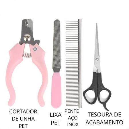 Kit Tosa Maquina Profissional Pets + Tesouras Cortador Lixa