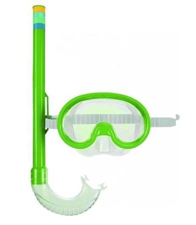 Imagem de Kit Máscara De Mergulho E Snorkel Infantil Verde - Mor