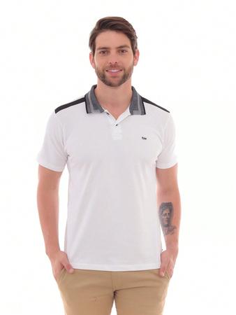 Imagem de Kit Masculino 02 Peças- Camisa Polo Estampa Sortida Branco e Calça Sarja Esporte Fino