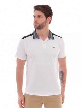 Imagem de Kit Masculino 02 Peças- Camisa Polo Estampa Sortida Branco e Calça Sarja Esporte Fino