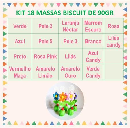 Imagem de Kit Massas Biscuit JL Artesanato - 18 Unid., 90g, Coloridas