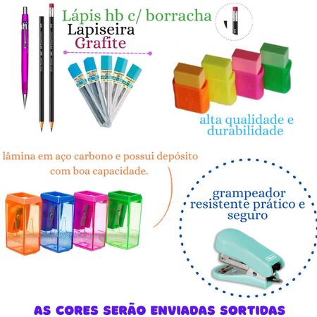 Imagem de Kit Material Escolar Completo Caderno Mochila Ensino Médio Caneta Gel Canetas Ponta Fina Faculdade