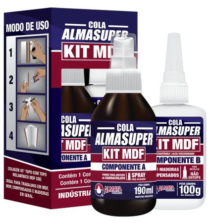 Imagem de  Kit Mdf Almasuper Cola Instantânea Adesiva Gel E Ativador