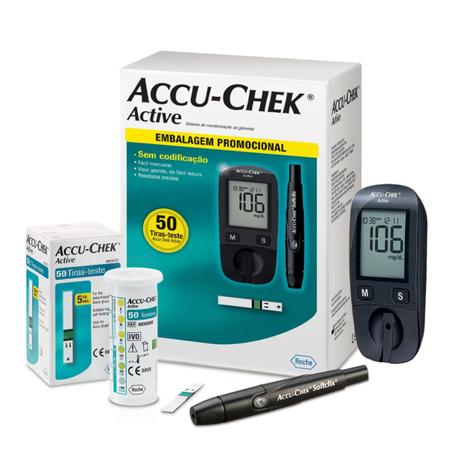 Imagem de Kit Medidor de Glicemia Accu-Chek Active Roche com 50 Tiras