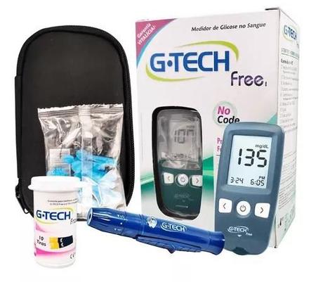 Kit Medidor de Glicose G-Tech Free 1 Com 10 Tiras - G-Tech - Accumed Prod.  Med. Hosp. Ltda - Medidor de Glicose - Magazine Luiza