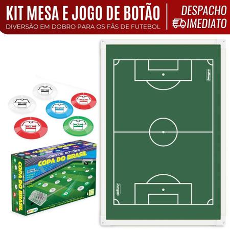 Kit Mesa Campo Futebol + Jogo de Botao 2 Times Copa Brasil