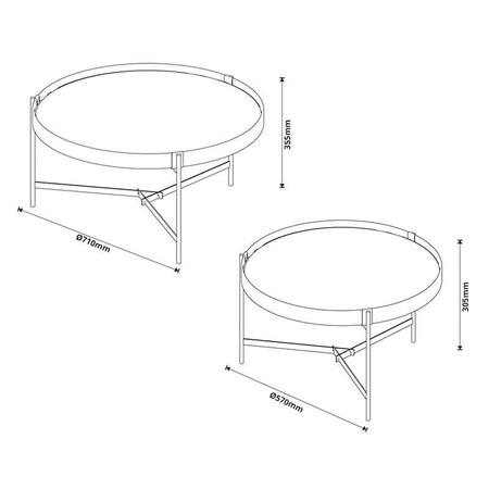 Imagem de Kit Mesa de Centro Ambiente Aqua com Espelho Cobre - Imcal