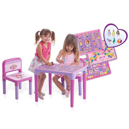 Kit Mesa e Cadeira com Jogos Princesa Sofia Multibrink - Multikids