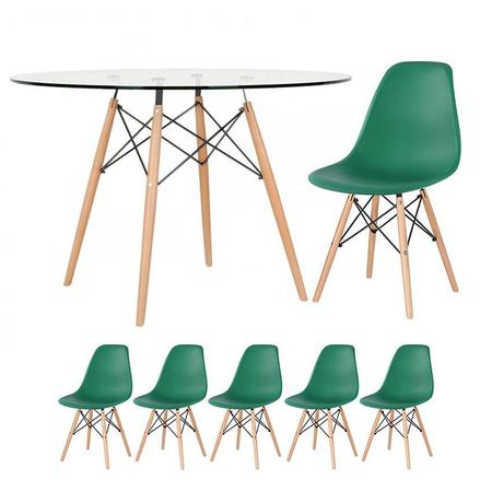 Imagem de KIT - Mesa Eames com tampo de vidro 120 cm + 5 cadeiras Eiffel DSW