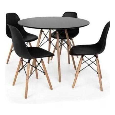 Imagem de Kit Mesa Eiffel 90cm Eames com 4 Cadeiras Pretas