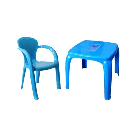 Kit mesa infantil com estojo e cadeira infantil azul usual Imagem de Kit mesa infantil com estojo e cadeira infantil azul usual