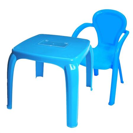 Imagem de Kit Mesa Infantil Com Estojo E Cadeira Infantil Azul Usual