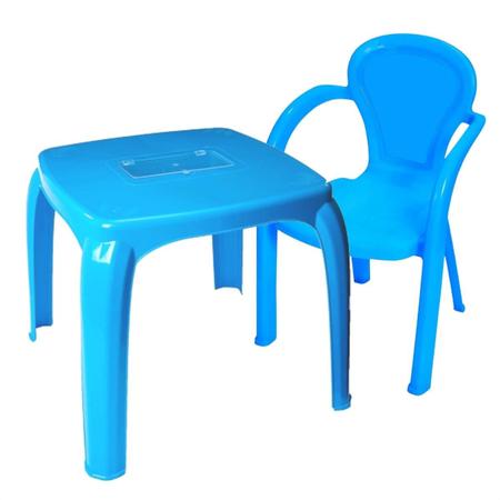 Imagem de Kit Mesa Infantil Com Estojo E Cadeira Infantil Azul Usual