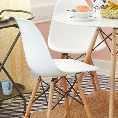Imagem de Kit Mesa Jantar Eames Branca com 4 Cadeiras Eiffel 80cm Brancas