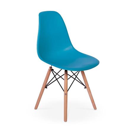 Imagem de kit Mesa Jantar Eiffel 80cm Branca + 4 Cadeiras Charles Eames - Turquesa