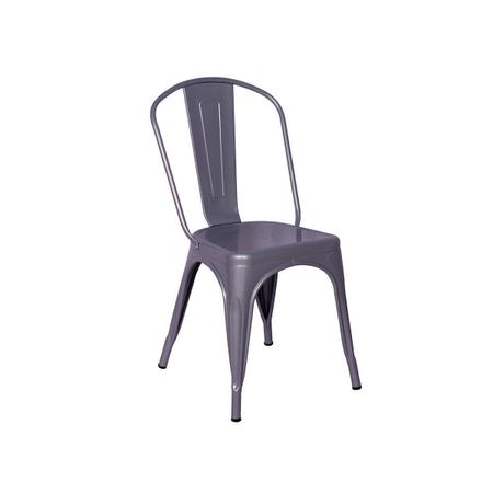 Imagem de Kit Mesa Jantar Eiffel 80cm Preta + 02 Cadeiras Tolix - Cinza