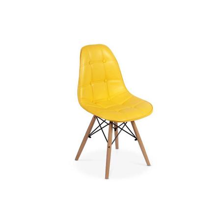 Imagem de Kit Mesa Jantar Eiffel 80x80 Branca + 04 Cadeiras Charles Eames Botonê - Amarela