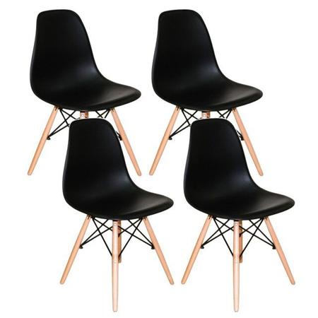 Imagem de Kit Mesa Jantar Eiffel 90cm Preta + 4 Cadeiras Eames Eiffel Pretas