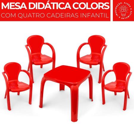 Imagem de Kit Mesa Mesinha Com 4 Cadeiras Brinquedo Infantil Educativo