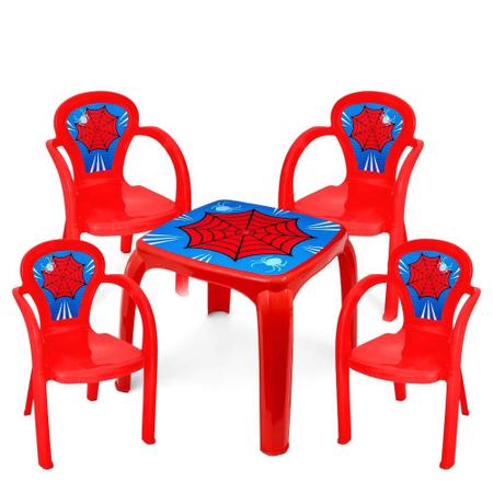 Imagem de Kit Mesa Mesinha e 4 Cadeira Infantil Educativa Resistente Brincar Estudar