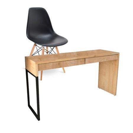Imagem de Kit Mesa Para Computador Desk Natura com Cadeira Eiffel Charles Eames Preto D'Rossi