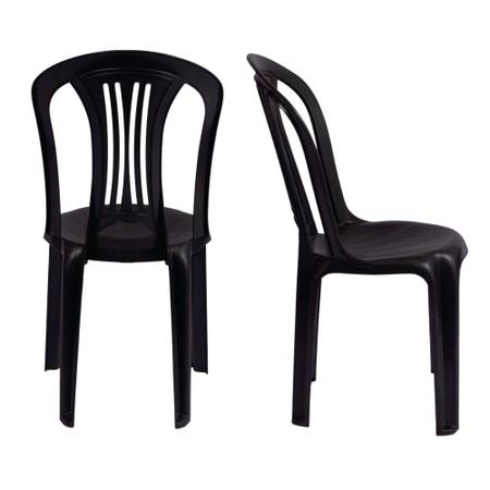 Imagem de Kit Mesa Plastica 70cm + 4 Cadeiras Bistro em Plastico Preta  Mor 