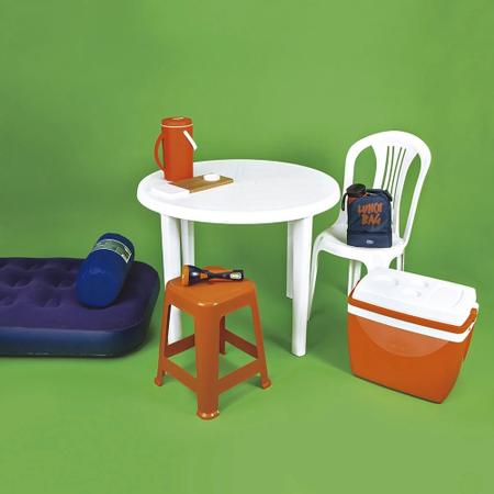 Imagem de Kit Mesa Plastica Desmontavel 90cm + 4 Cadeiras Poltrona Bela Vista  Mor 