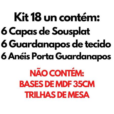 Imagem de Kit Mesa Posta 06 Capas de Sousplat 06 Guardanapos de tecido 40x40cm 06 Anéis Argola Porta Guardanapo Páscoa