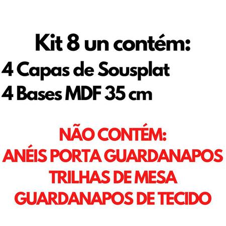 Imagem de Kit Mesa Posta Sousplat MDF 04 Capas Várias Cores + 04 Bases