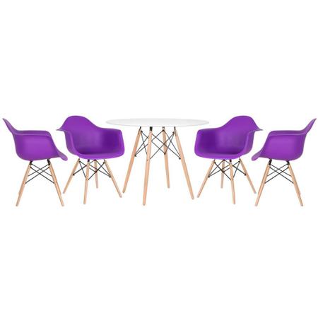 Imagem de KIT - Mesa redonda Eames 100 cm branco + 4 cadeiras Eiffel DAW