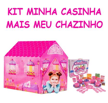 Imagem de Kit Meu Chazinho Xicaras +Brinquedo Cabana Infantil Dobrável
