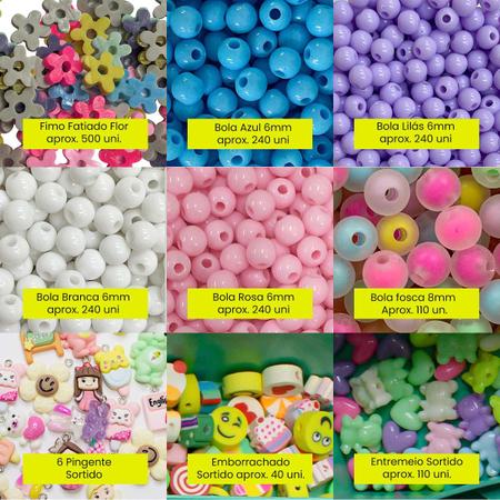 Imagem de Kit Miçangas Coloridas Infantil Completo Para Montar Pulseiras Colar 2530 Peças Coloridas
