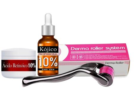 Imagem de Kit Microagulhamento Removedor de Melasma - Dermaroller + Kójico 10% + Retinóico 10%