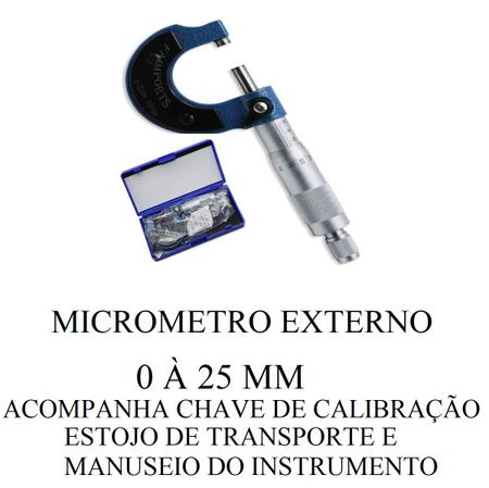 Imagem de Kit Micrometro Analogico Externo Marberg 0-25 e 25-50mm Estojo