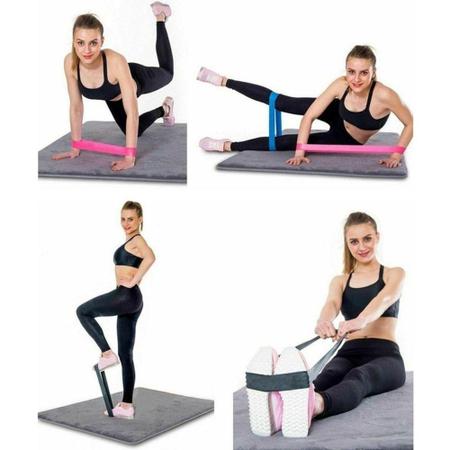 Imagem de Kit Mini Band 5 Faixas elásticas Exercício Funcional pilates ginástica + Bolsa