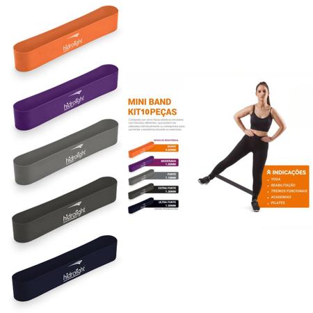 Imagem de Kit Mini Band Hidrolight Com 5 Peças Para Exercícios Pilates Yoga Fisioterapia Musculação