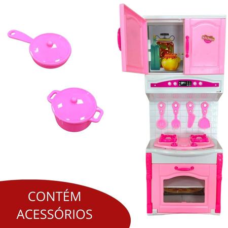 Imagem de Kit mini cozinha com fogão infantil casinha boneca  brinquedo